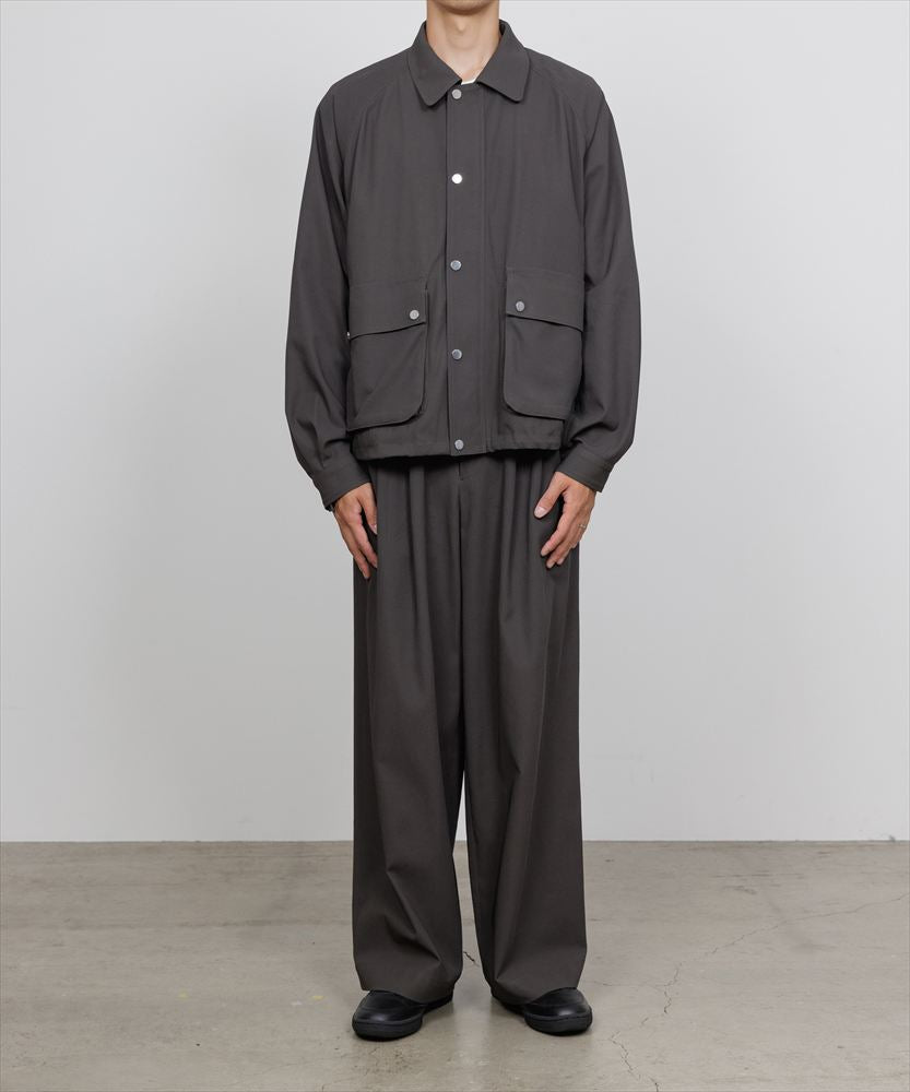 TRIPLE PLEATED EASY TROUSERS ORGANIC COTTON VOILE YARN TWILL