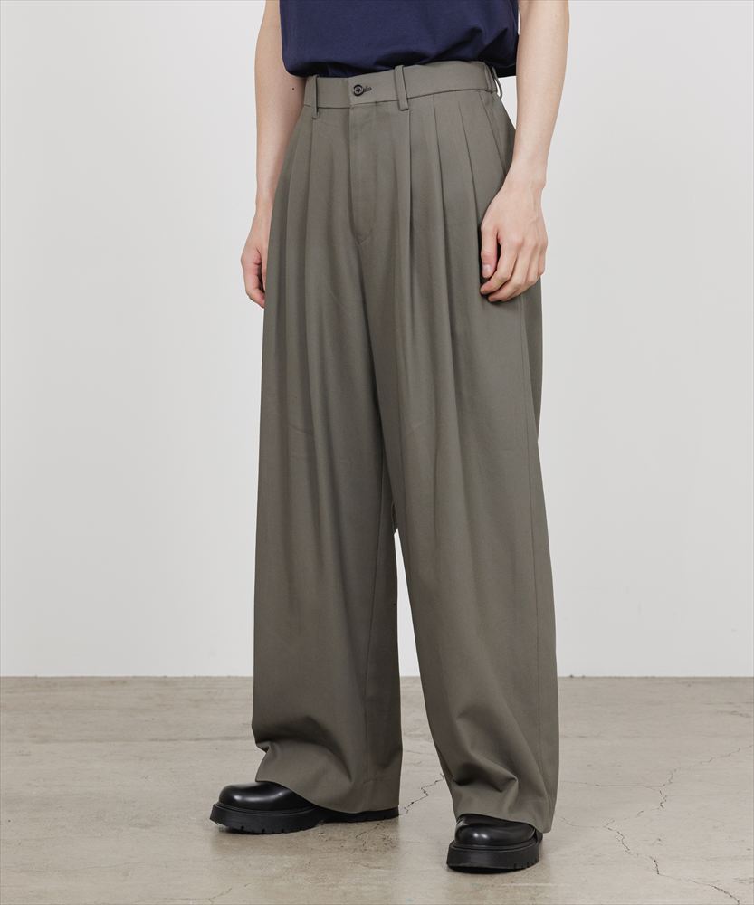 TRIPLE PLEATED WIDE TROUSERS ORGANIC COTTON SURVIVAL CLOTH