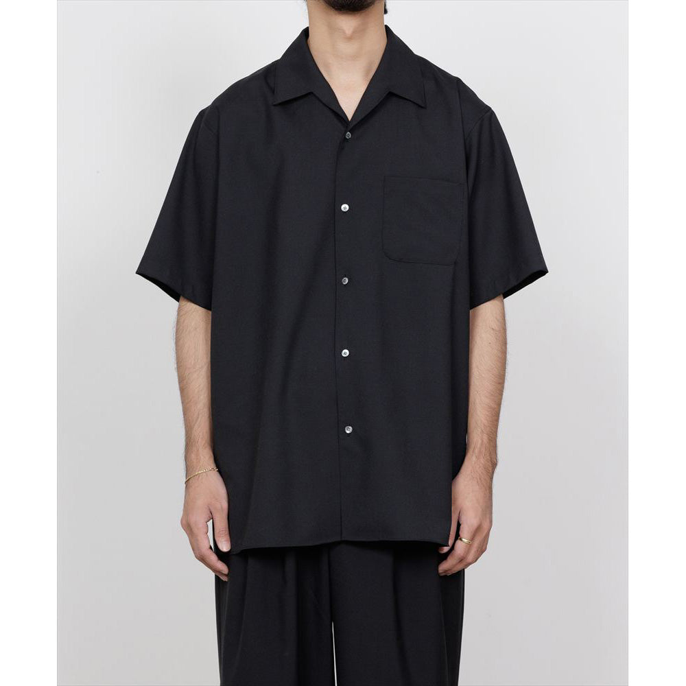 ITALIAN OPEN COLLAR S/S SHIRT ORGANIC WOOL 2/80 TROPICAL