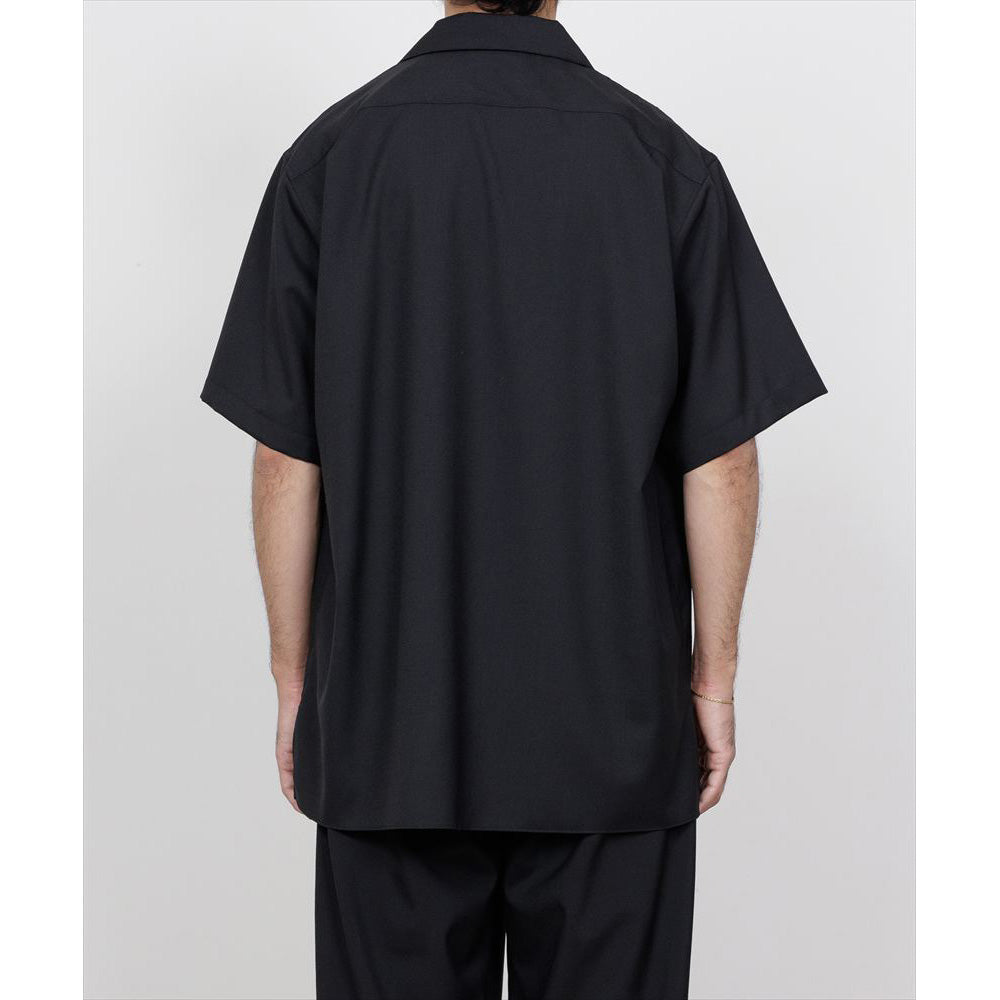 ITALIAN OPEN COLLAR S/S SHIRT ORGANIC WOOL 2/80 TROPICAL