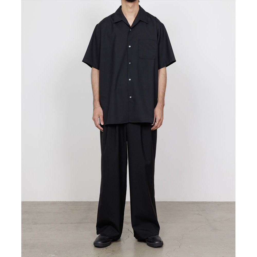 ITALIAN OPEN COLLAR S/S SHIRT ORGANIC WOOL 2/80 TROPICAL
