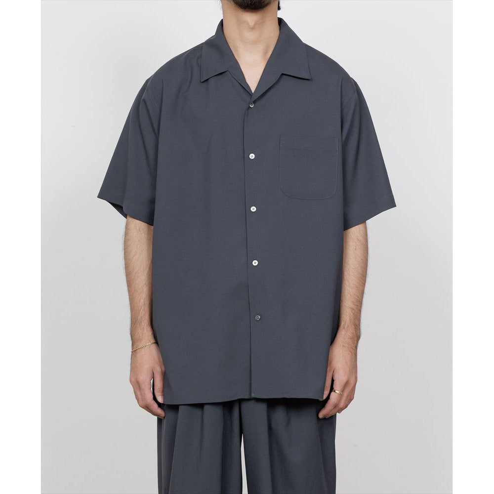 ITALIAN OPEN COLLAR S/S SHIRT ORGANIC WOOL 2/80 TROPICAL