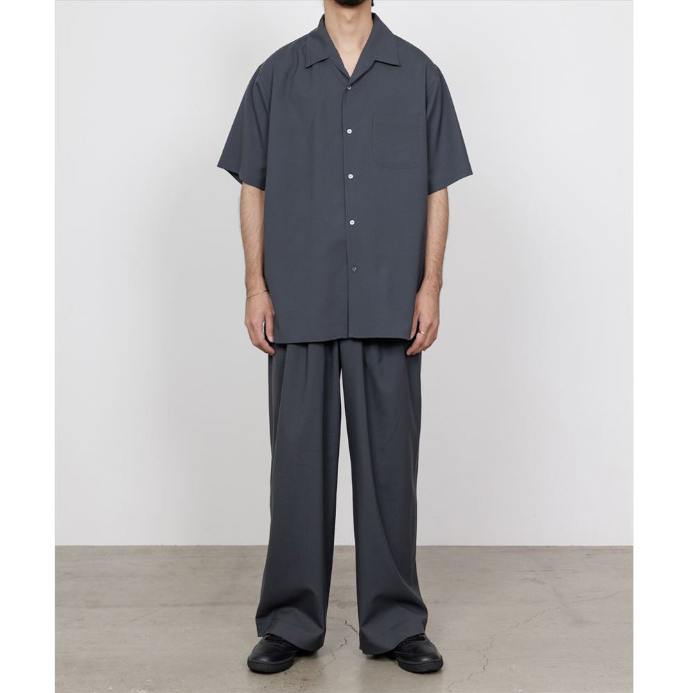 ITALIAN OPEN COLLAR S/S SHIRT ORGANIC WOOL 2/80 TROPICAL