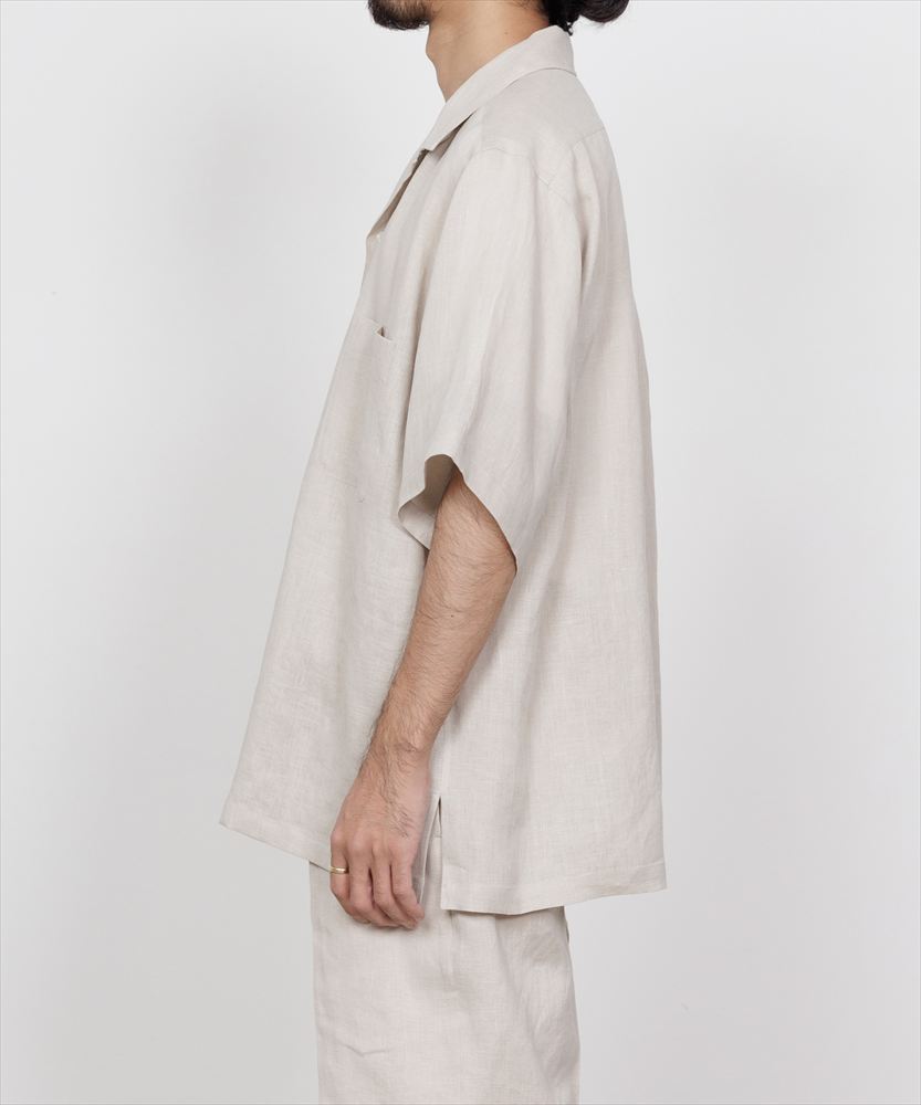 OPEN COLLAR S/S SHIRT HEMP