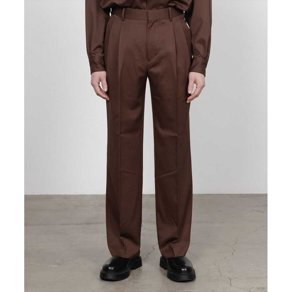 DOUBLE PLEATED STRAIGHT TROUSERS ORGANIC WOOL GABARDINE