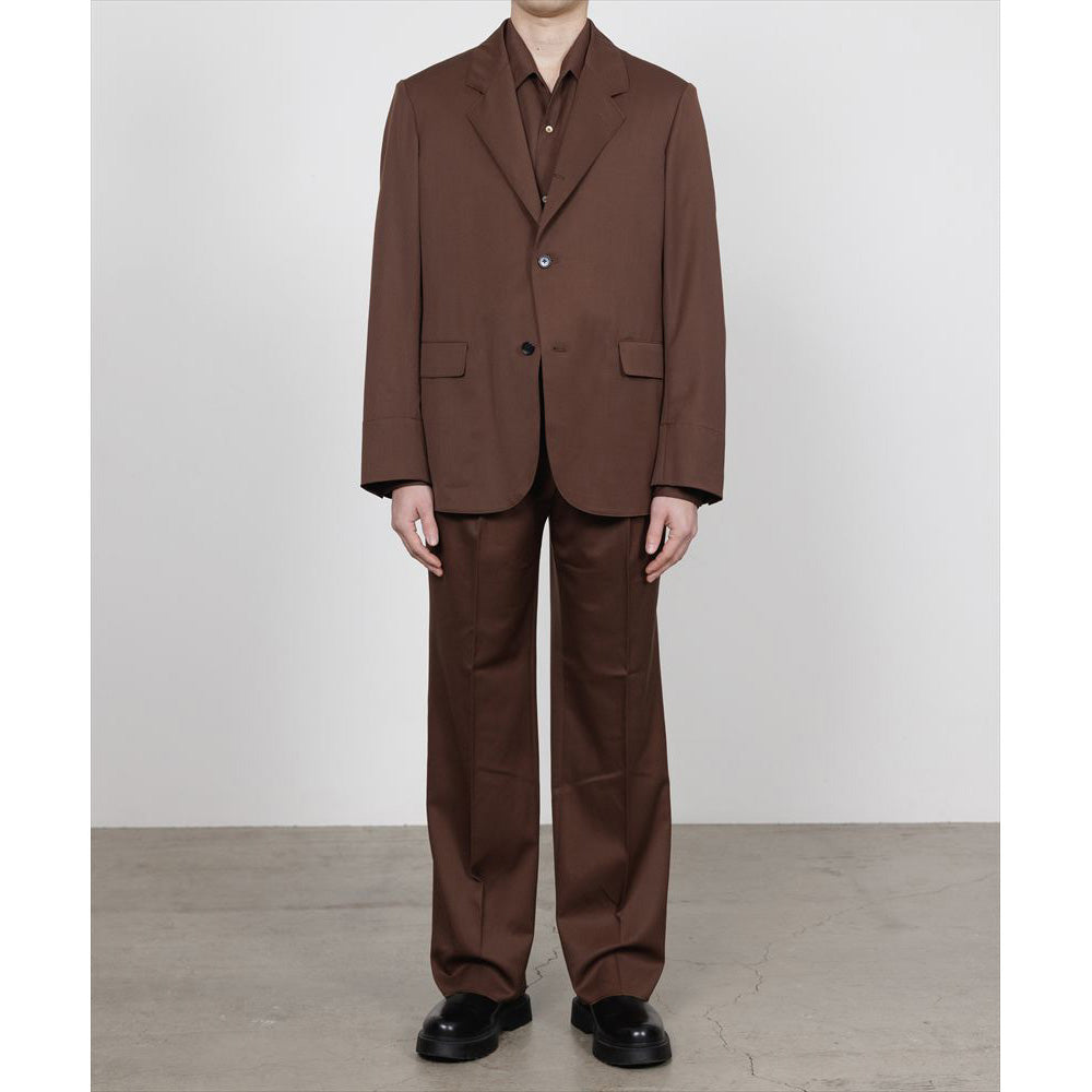 DOUBLE PLEATED STRAIGHT TROUSERS ORGANIC WOOL GABARDINE