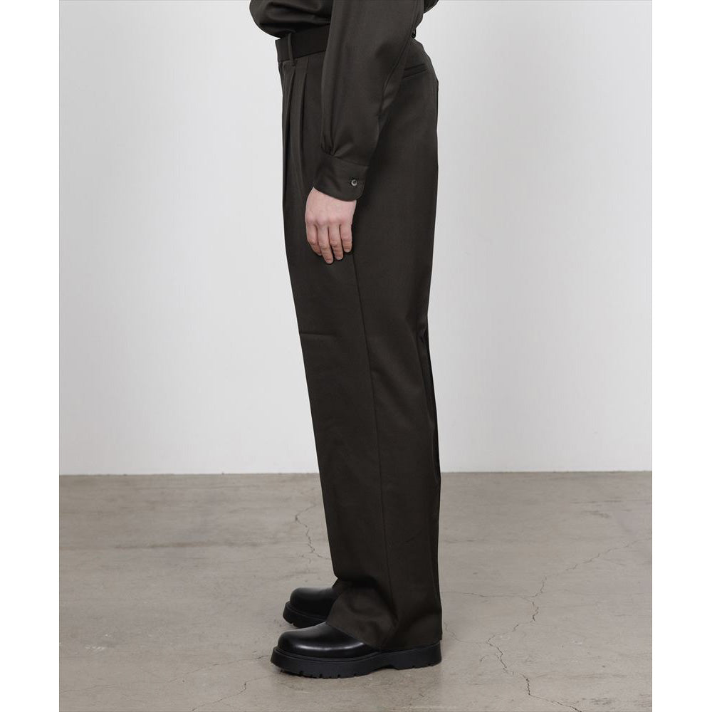 DOUBLE PLEATED STRAIGHT TROUSERS ORGANIC WOOL GABARDINE