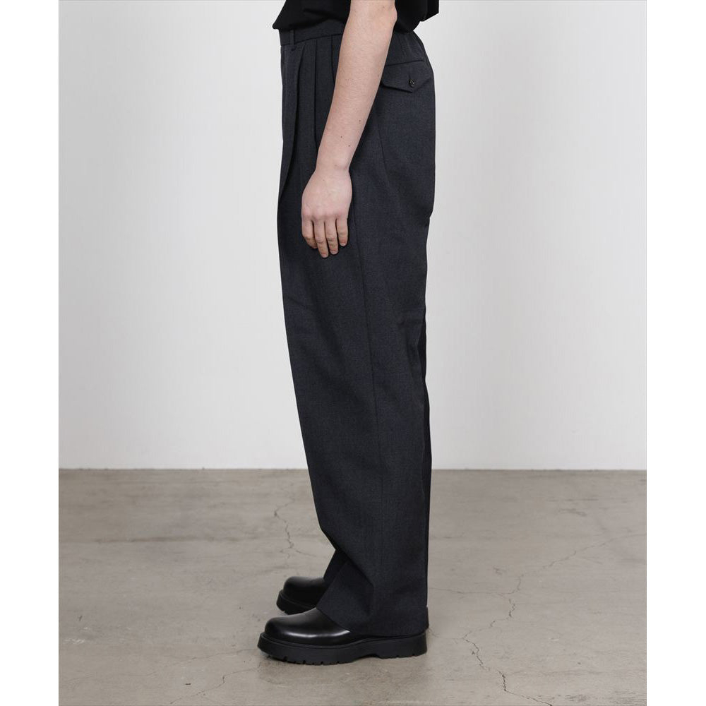 DOUBLE PLEATED SEMI EASY TROUSERS ORGANIC WOOL SURVIVAL CLOTH