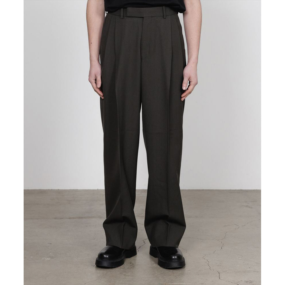 DOUBLE PLEATED SEMI EASY TROUSERS ORGANIC WOOL SURVIVAL CLOTH