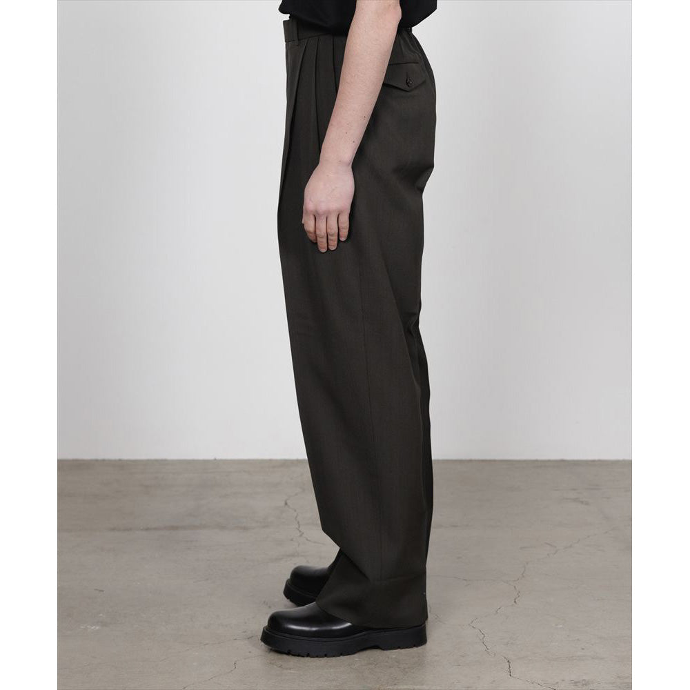 DOUBLE PLEATED SEMI EASY TROUSERS ORGANIC WOOL SURVIVAL CLOTH