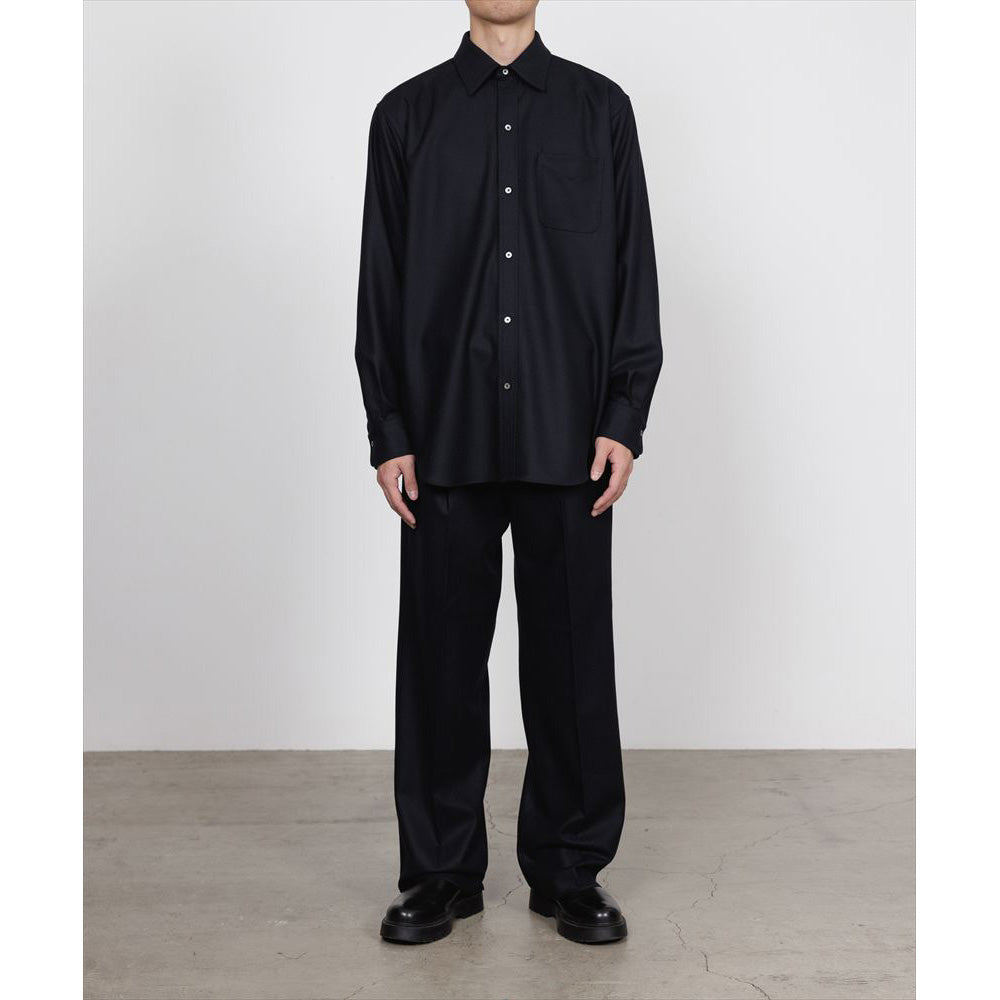 DOUBLE PLEATED STRAIGHT TROUSERS WOOL FLANNEL