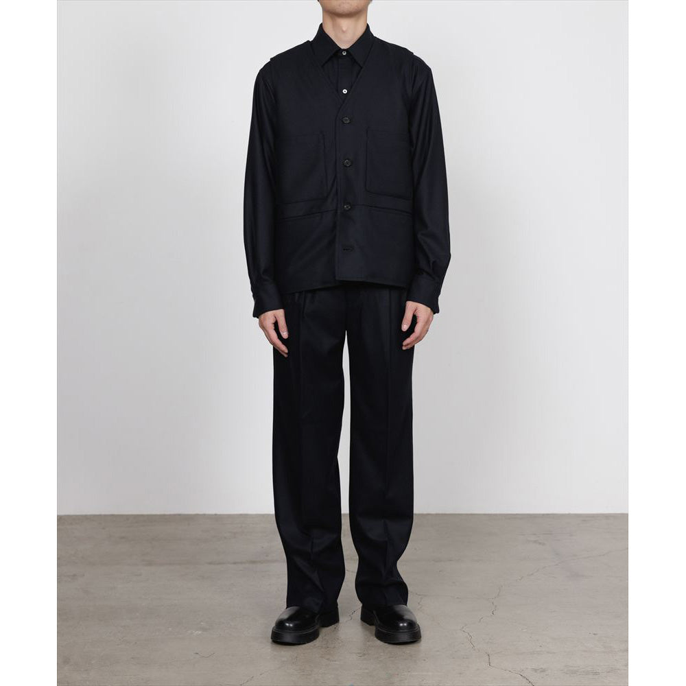 DOUBLE PLEATED STRAIGHT TROUSERS WOOL FLANNEL