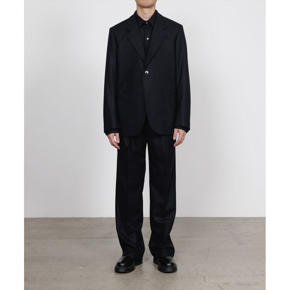 DOUBLE PLEATED STRAIGHT TROUSERS WOOL FLANNEL