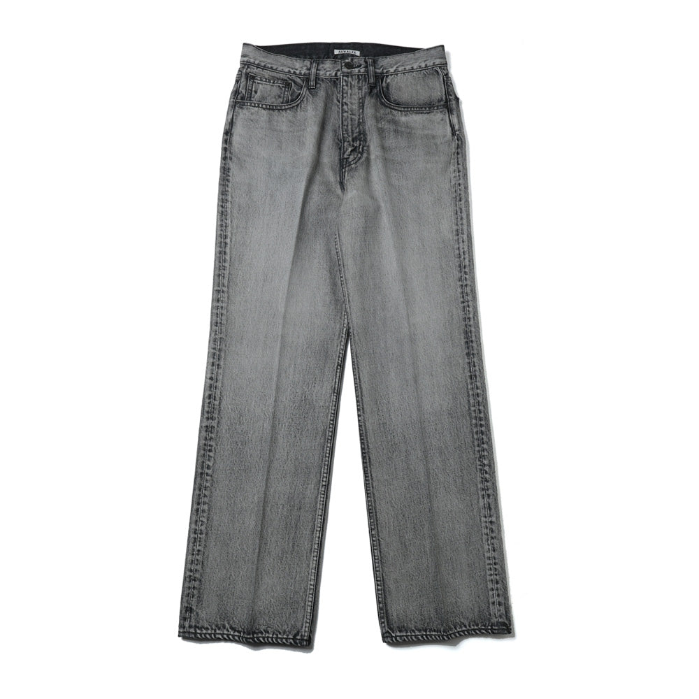 FADED HEAVY DENIM CENTER-PLEATED WIDE PANTS