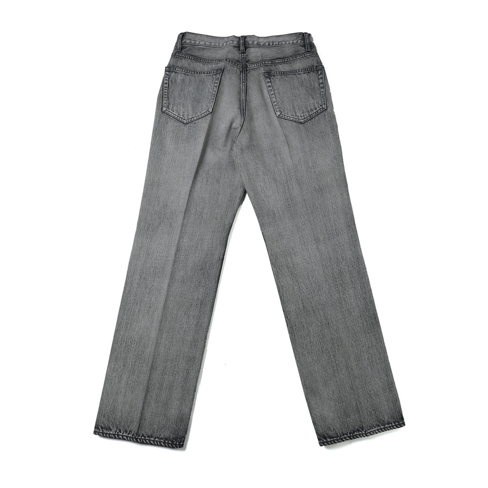 FADED HEAVY DENIM CENTER-PLEATED WIDE PANTS