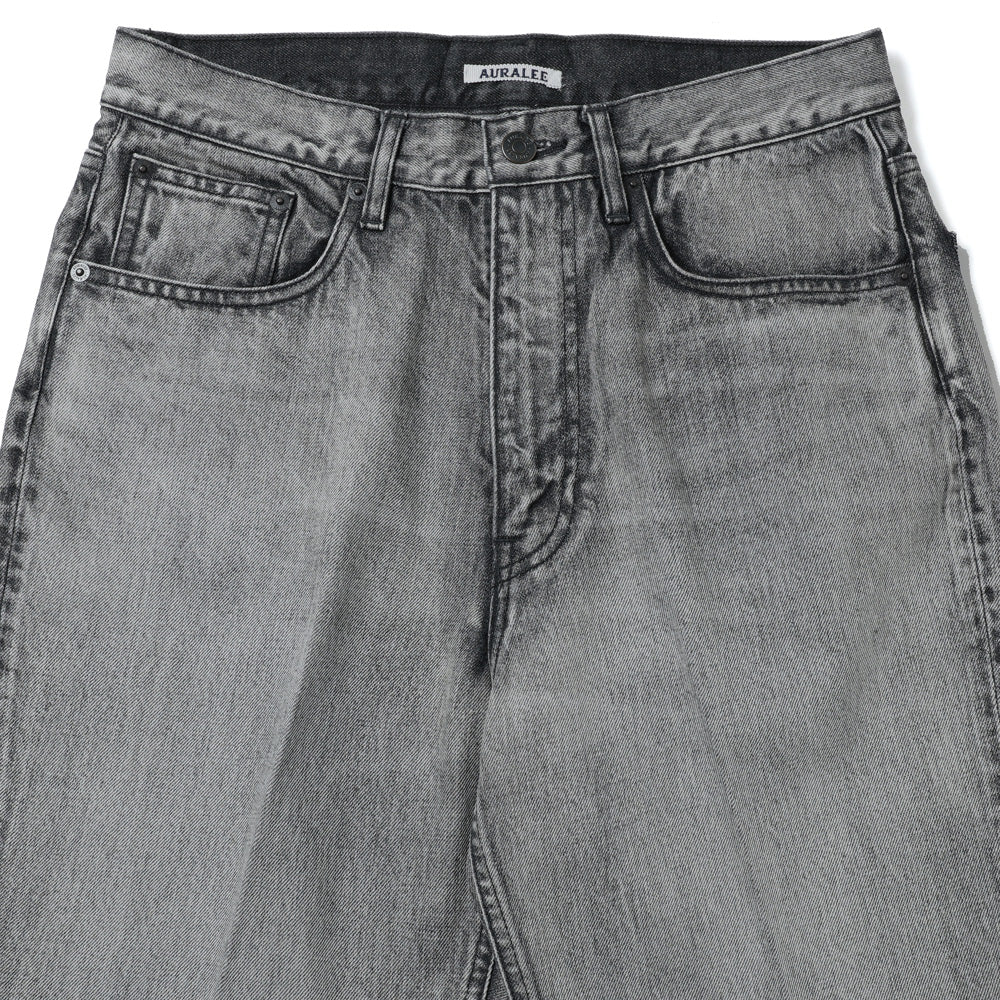 FADED HEAVY DENIM CENTER-PLEATED WIDE PANTS