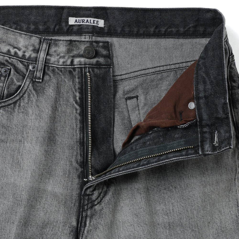 FADED HEAVY DENIM CENTER-PLEATED WIDE PANTS