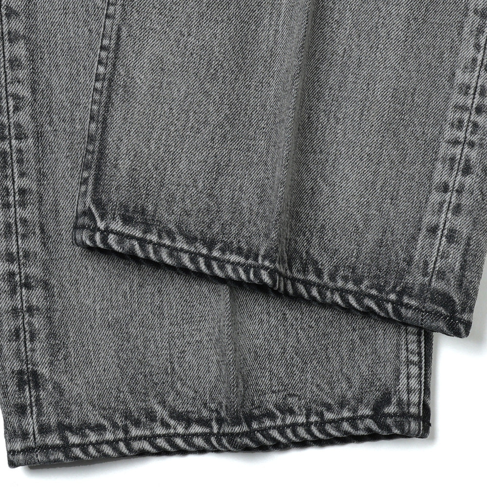 FADED HEAVY DENIM CENTER-PLEATED WIDE PANTS