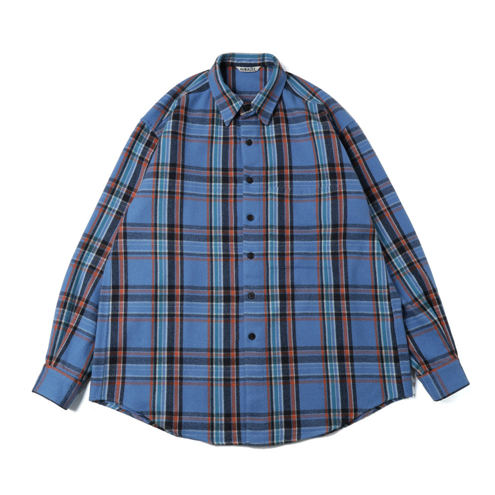 CASHMERE SILK CHECKED FLANNEL SHIRT