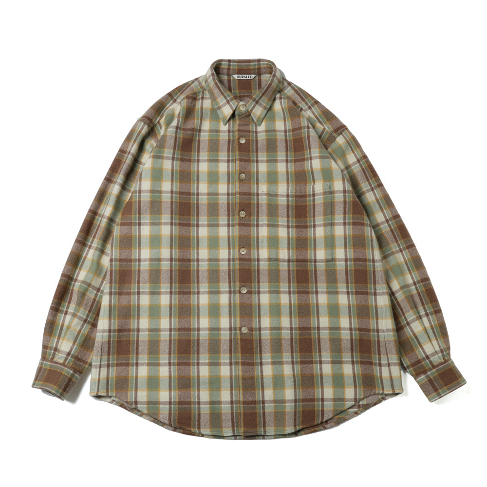 CASHMERE SILK CHECKED FLANNEL SHIRT