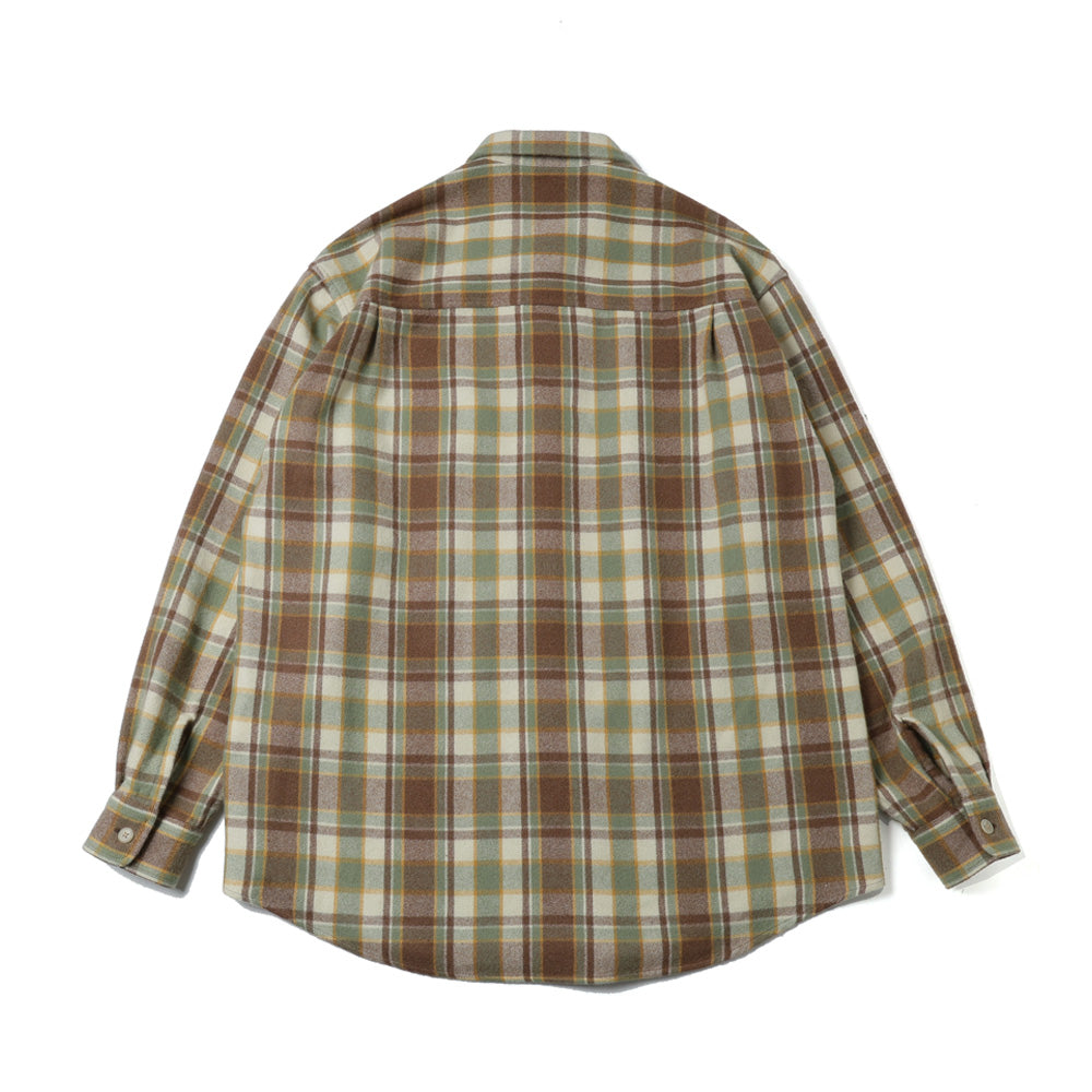 CASHMERE SILK CHECKED FLANNEL SHIRT