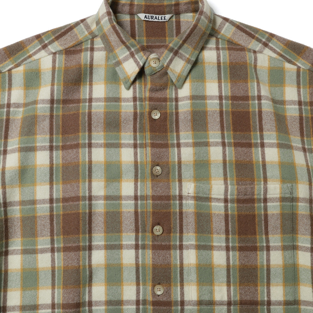 CASHMERE SILK CHECKED FLANNEL SHIRT