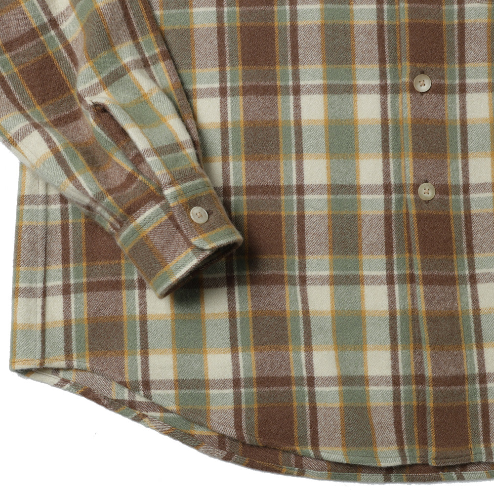 CASHMERE SILK CHECKED FLANNEL SHIRT