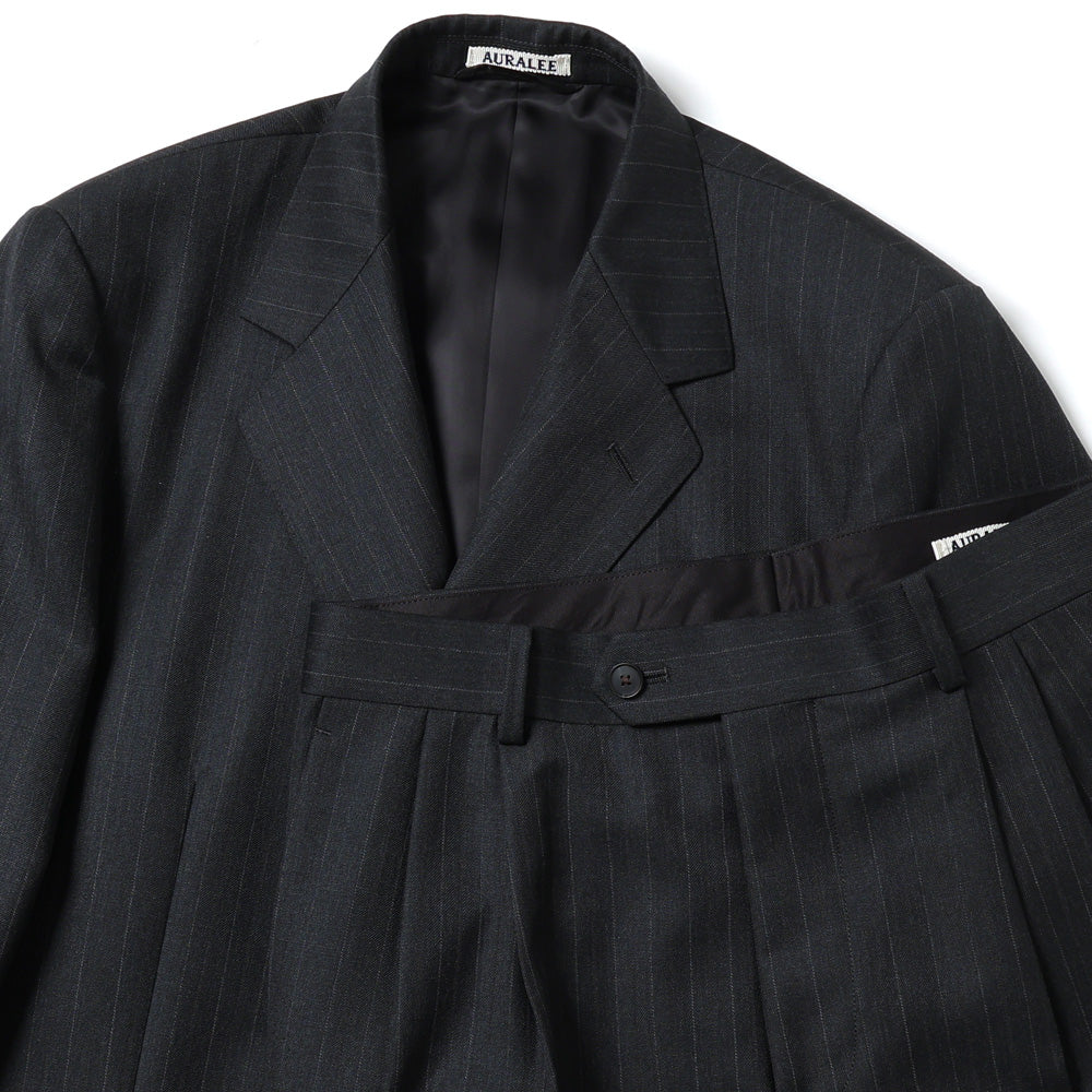 BLUEFACED WOOL TWO-TUCK SLACKS