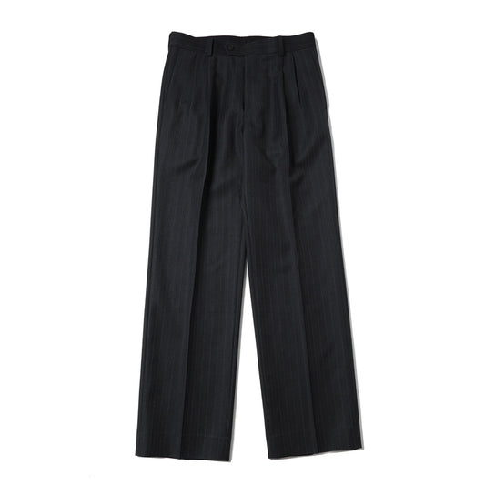 BLUEFACED WOOL TWO-TUCK SLACKS