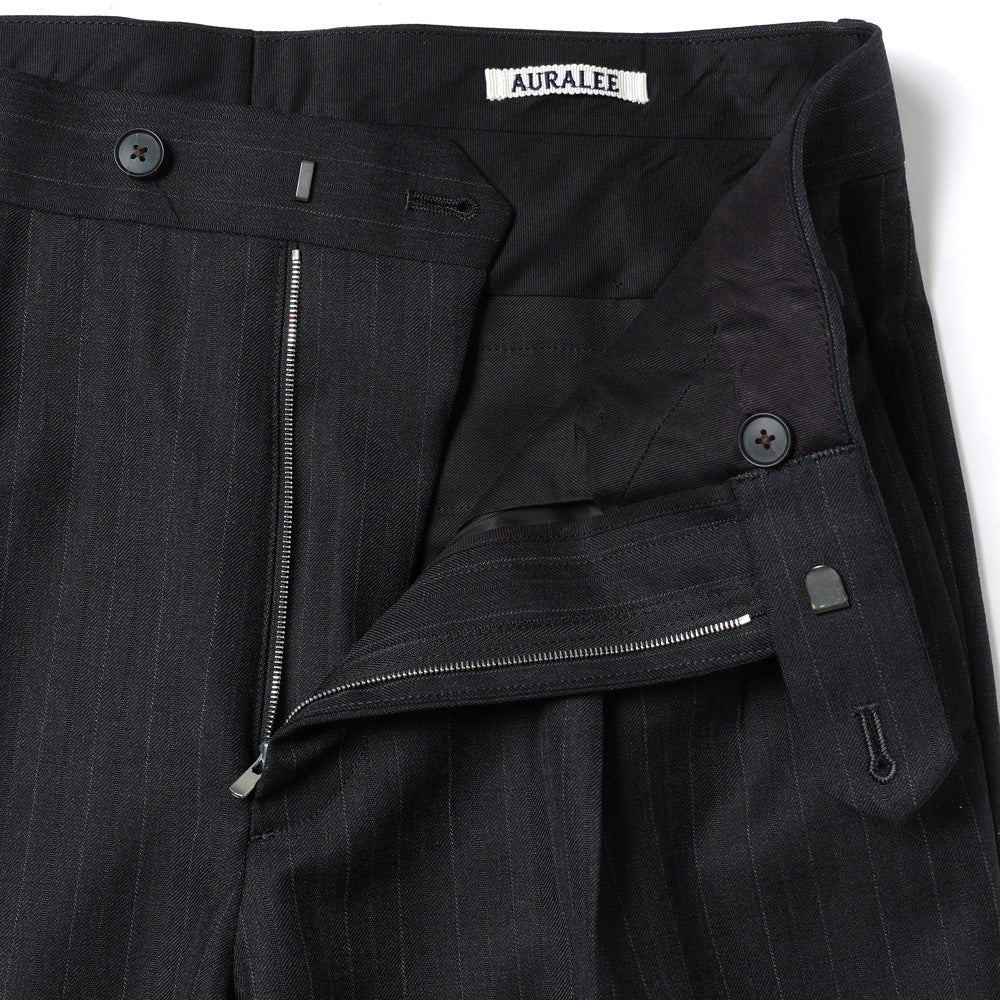 BLUEFACED WOOL TWO-TUCK SLACKS