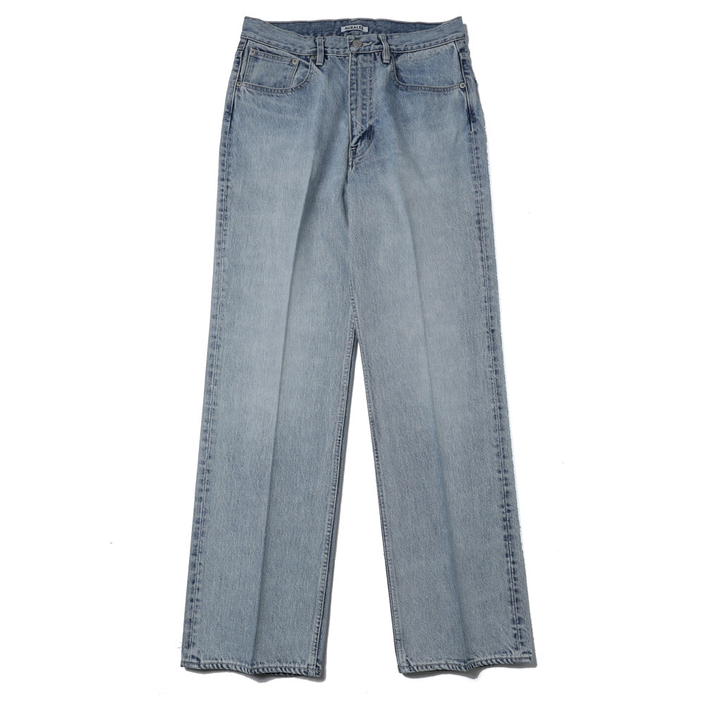 FADED HEAVY DENIM CENTER-PLEATED WIDE PANTS