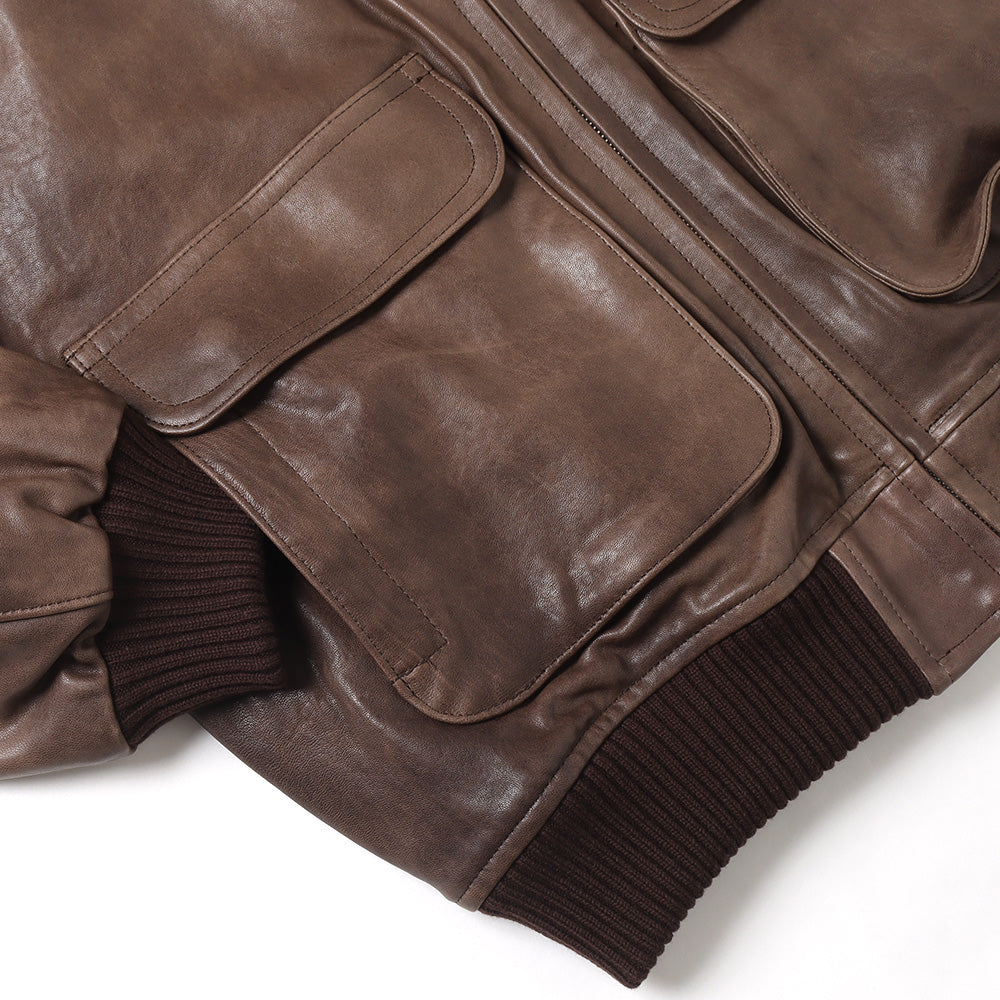 Washed litalian lamb leather blouson-2col