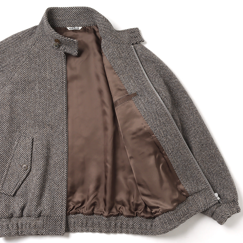 LAMA SHETLAND WOOL TWEED ZIP BLOUSON