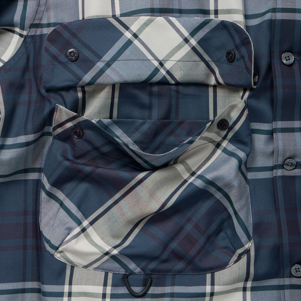 TECH SPORTS OPEN COLLAR SHIRT L/S BIG TARTAN