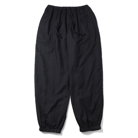 Cashmere silk, garment-dyed, drawstring pants.