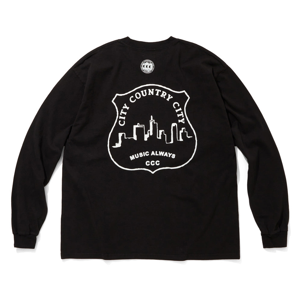 GARMENT DYE COTTON L/S T-SHIRT MUSIC AWAYS 9/19front