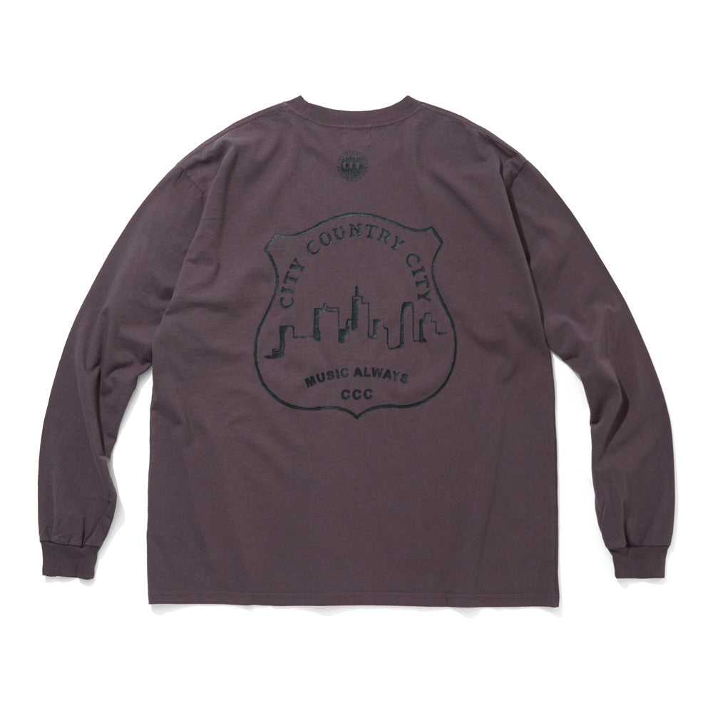 GARMENT DYE COTTON L/S T-SHIRT MUSIC AWAYS 9/19front