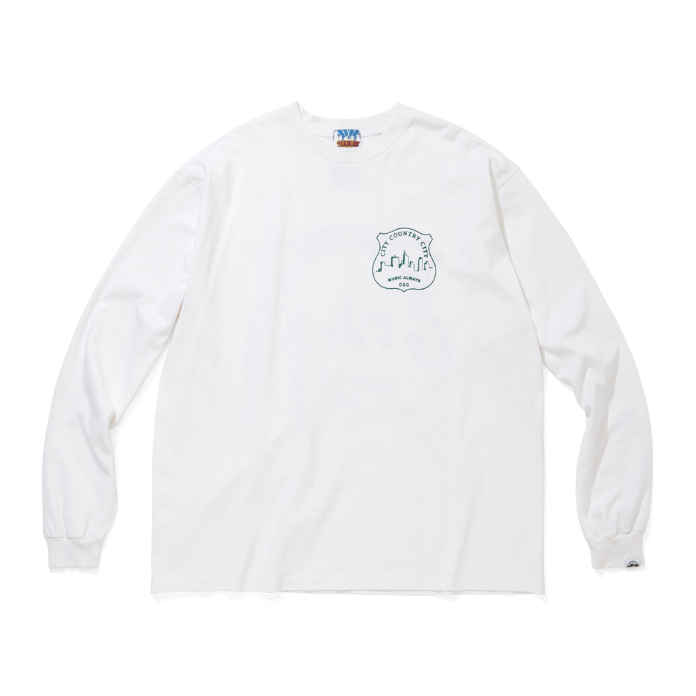 GARMENT DYE COTTON L/S T-SHIRT MUSIC AWAYS 9/19front