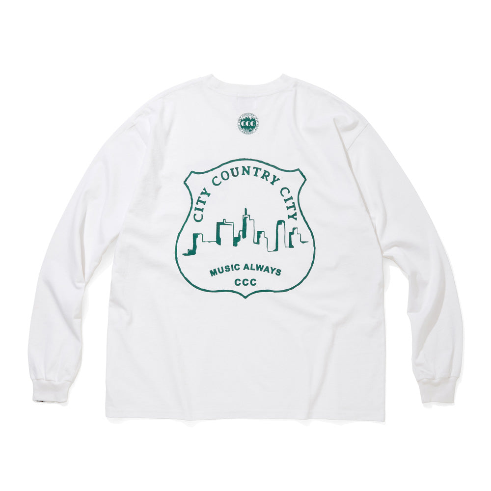 GARMENT DYE COTTON L/S T-SHIRT MUSIC AWAYS 9/19front