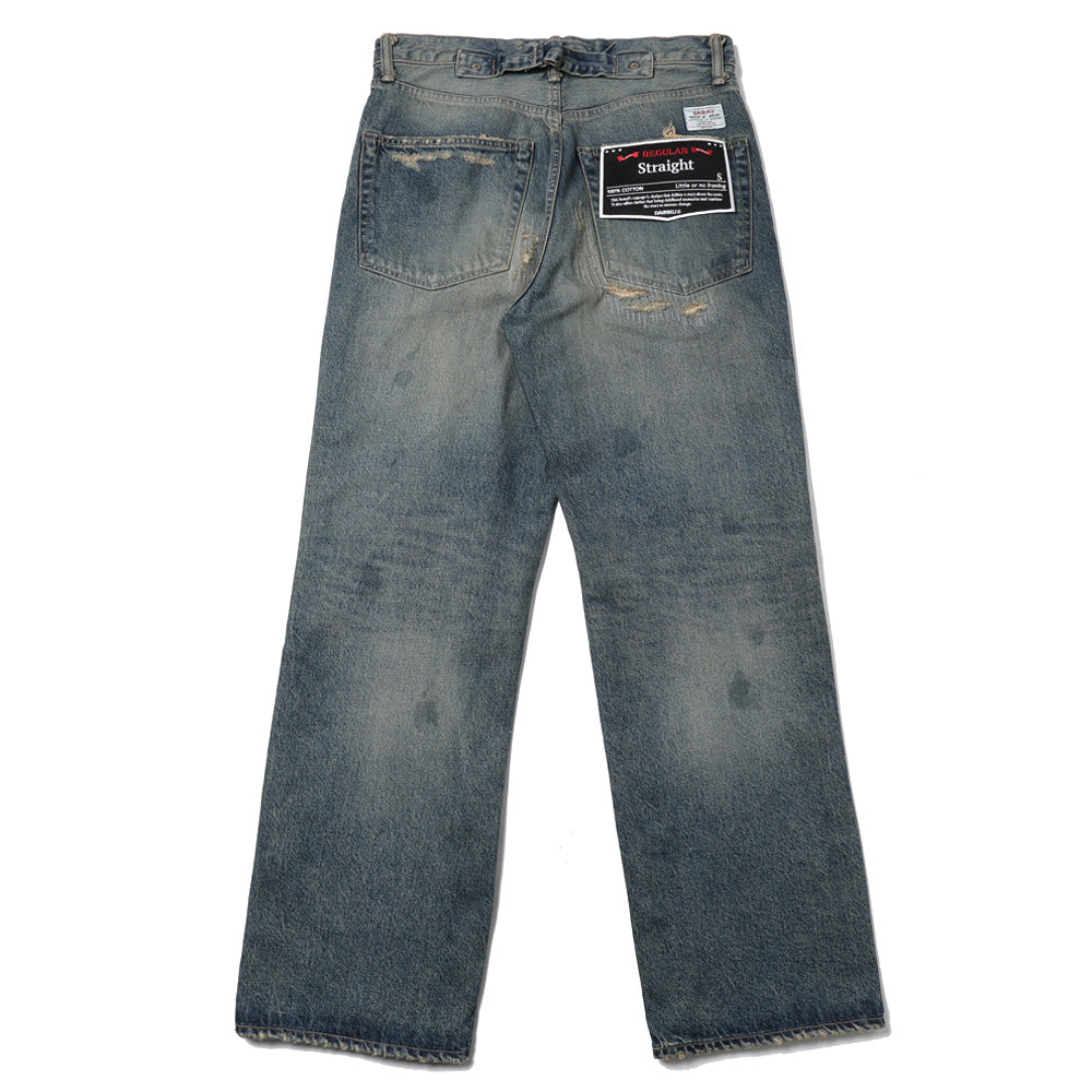 Straight Vintage Repair Denim Pants