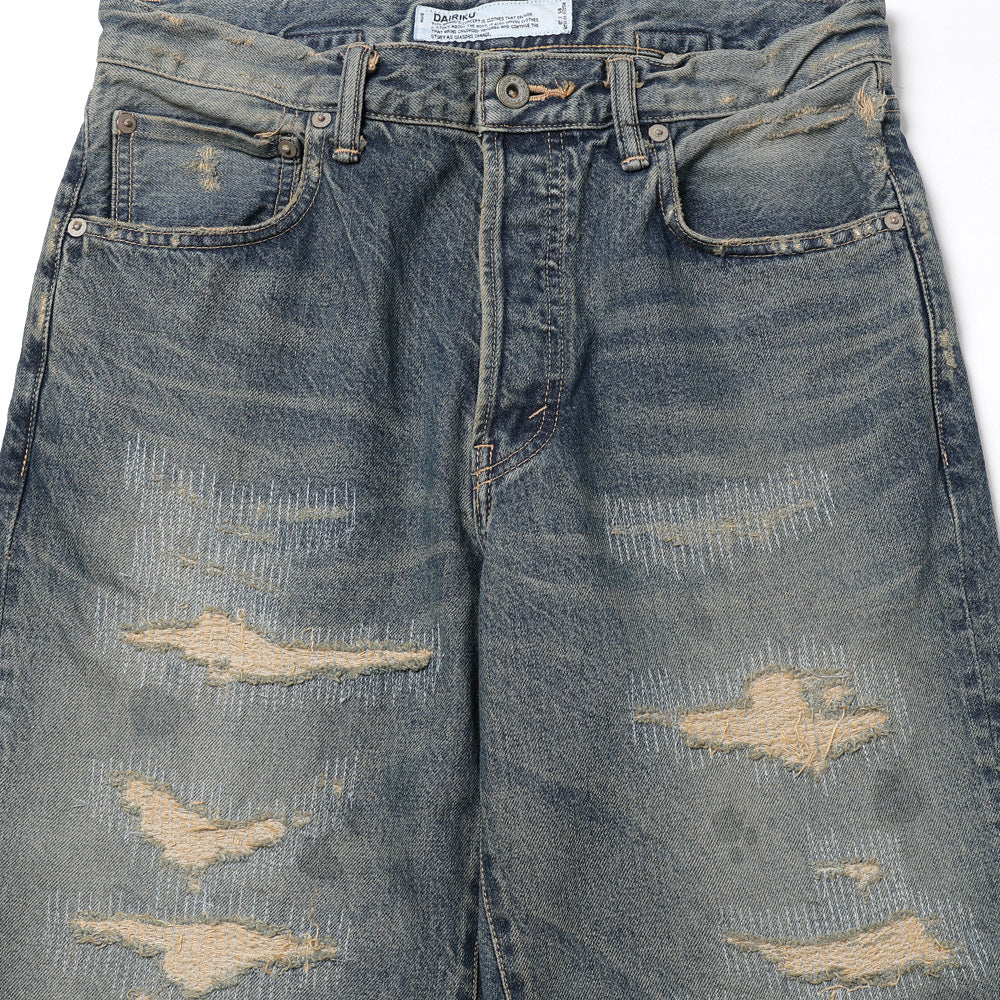 Straight Vintage Repair Denim Pants