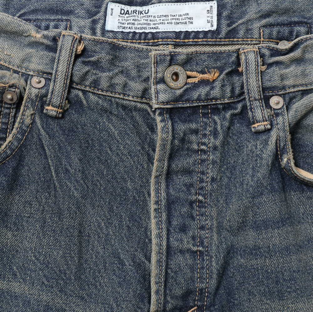 Straight Vintage Repair Denim Pants
