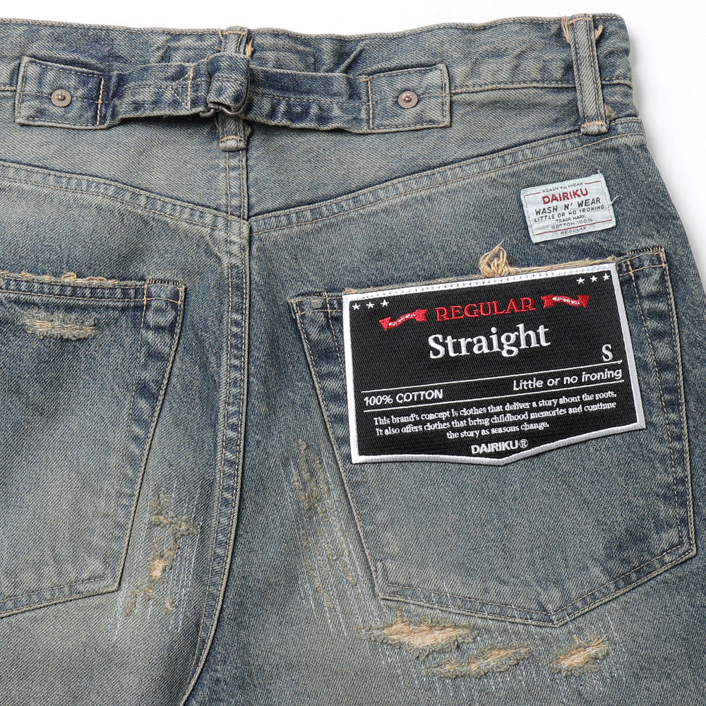 Straight Vintage Repair Denim Pants