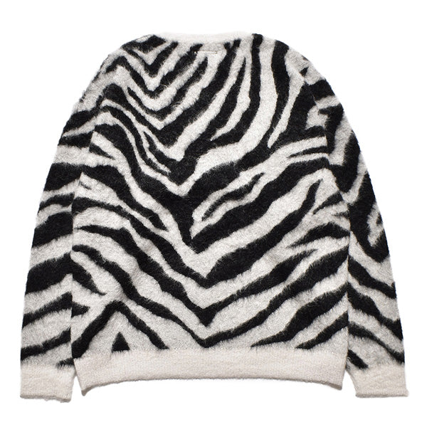 Zebra Mohair Knit Crewneck Pullover