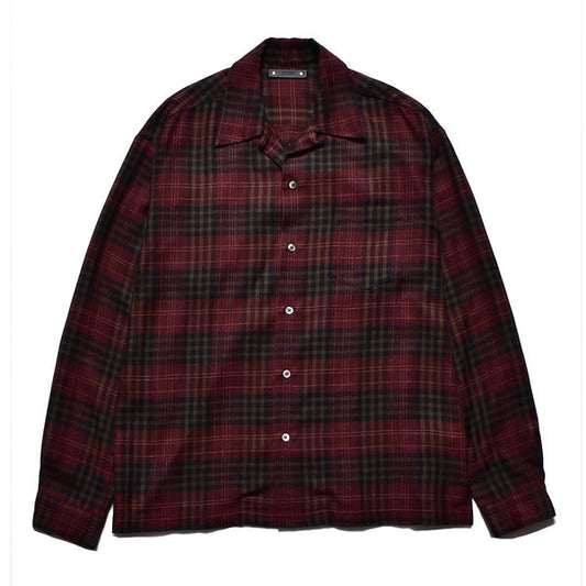 Ry.Wool Check Open Collar SH