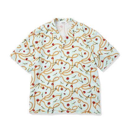 Open-collar S/S shirt (apple&chain)