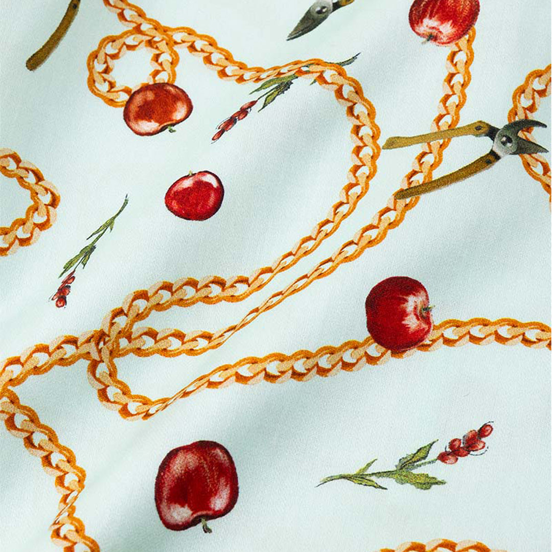 Open-collar S/S shirt (apple&chain)