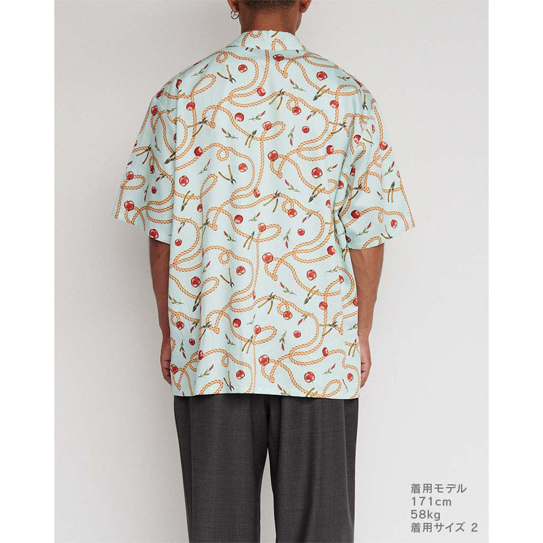 Open-collar S/S shirt (apple&chain)