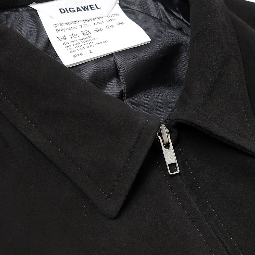 Goat suede zip up blouson