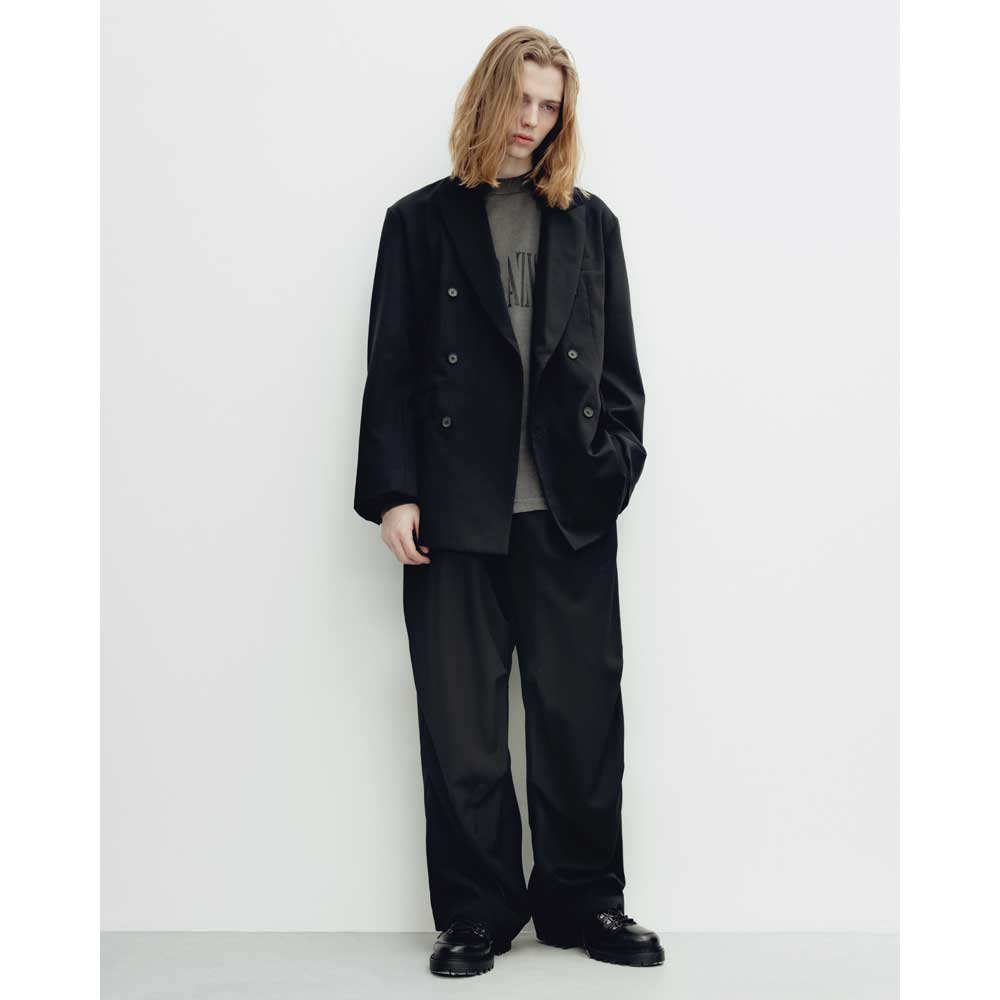 WOOL WIDE TRACK TROUSERS
